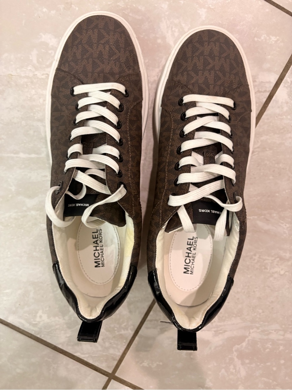 Michael Kors Brown Signature Monogram women Sneakers with White Laces